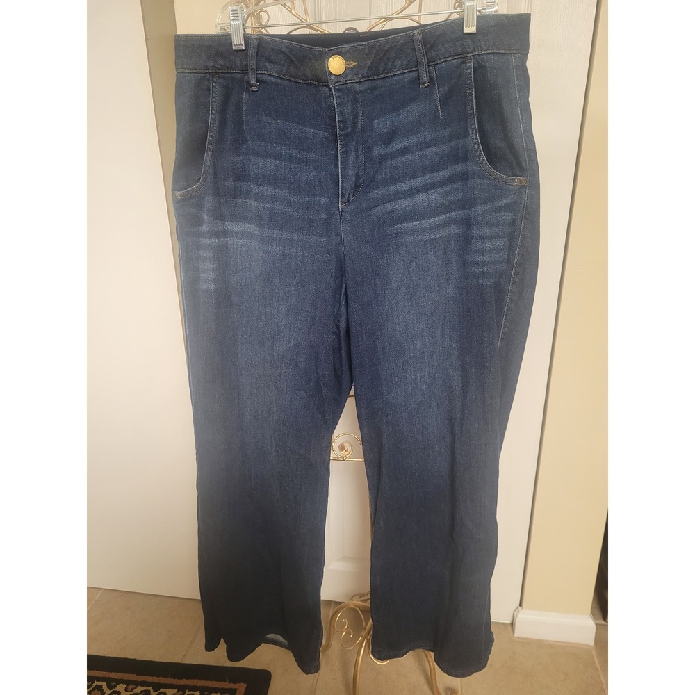 Democracy Ab solution Wide Leg Jeans Dark Wash Indigo Stretch Denim 18W 38x30